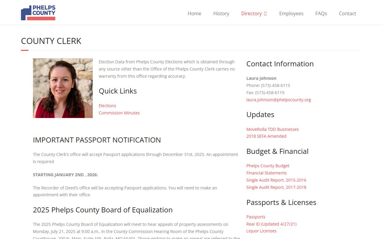 Phelps County Circuit Clerk distinction from County Clerk records