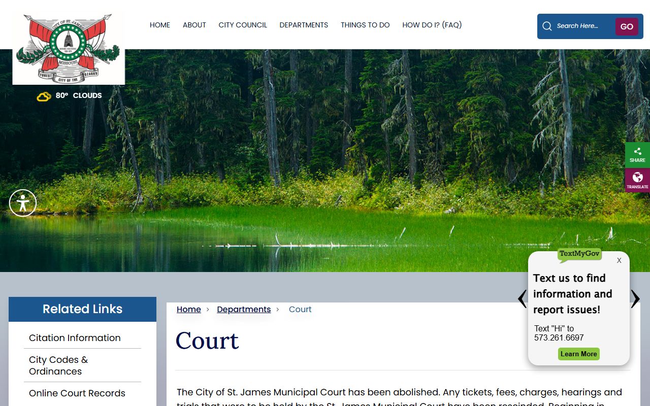 Phelps County court dockets St. James municipal court status