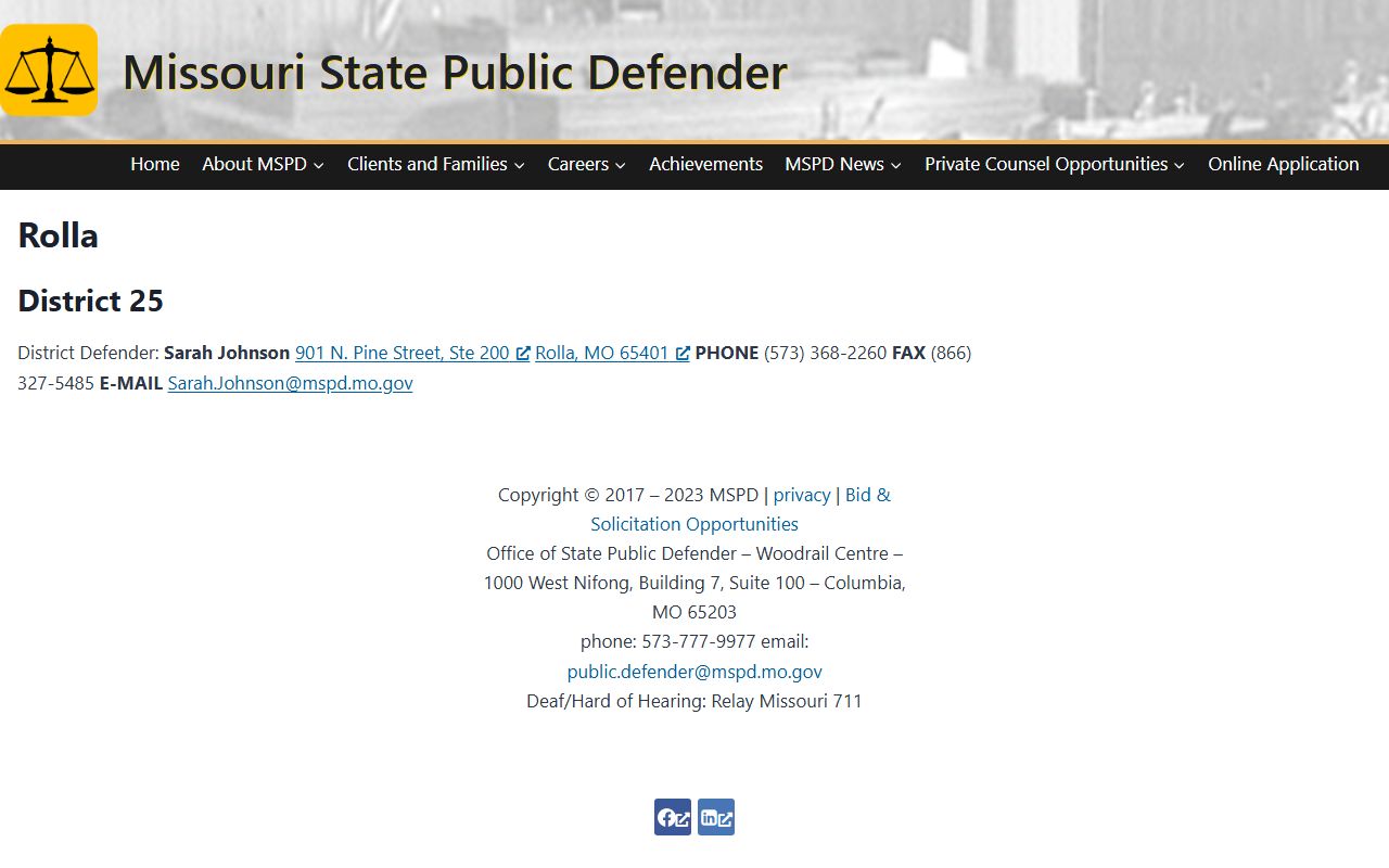 Phelps County criminal court records public defender Rolla office