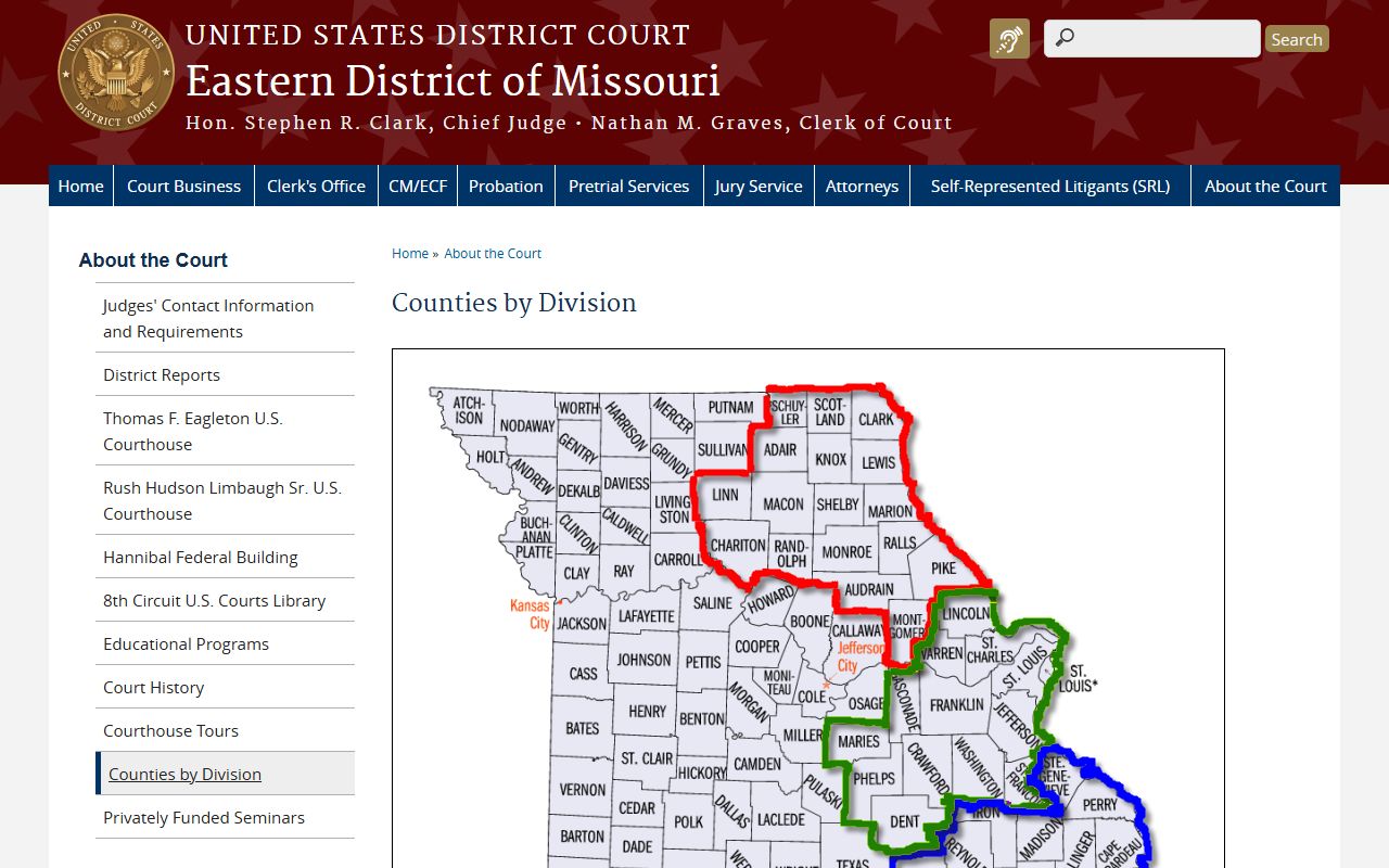 Phelps County court records federal Eastern District routing